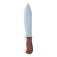 Large sharp hunting knife with wooden handle pointing upwards vector