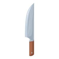 Large sharp kitchen knife with wooden handle pointing up isolated on white background vector