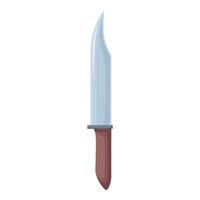 Large sharp hunting knife with wooden handle pointing upwards vector