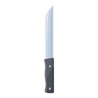 Large sharp kitchen knife pointing upwards with black handle vector