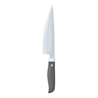 Large sharp kitchen knife with black handle pointing upwards vector