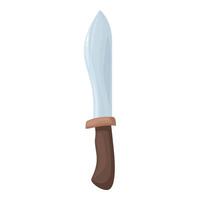 Large sharp hunting knife with wooden handle pointing upwards vector