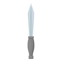 Sharp metal dagger with grey hilt standing upright on white background vector