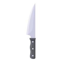 Large sharp kitchen knife pointing up with black handle vector