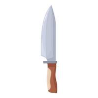 Large sharp kitchen knife with wooden handle pointing upwards vector