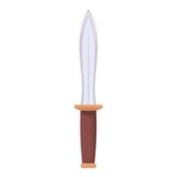 Sharp metal dagger with wooden handle pointing up isolated on white background vector
