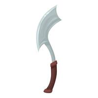 Large sharp steel fantasy weapon with curved blade and brown handle vector