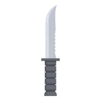 Large sharp hunting knife with serrated blade pointing upwards vector