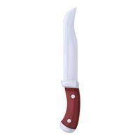Large sharp hunting knife with wooden handle pointing upwards vector