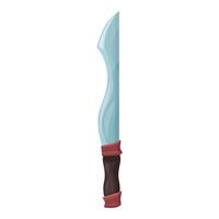 Sharp fantasy knife with wooden hilt and curved blade for rpg game design vector