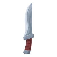 Large sharp hunting knife with wooden handle pointing upwards vector