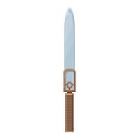 Long glass sword with wooden handle and golden crossguard pointing up isolated on white background vector