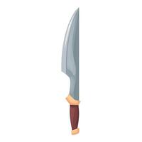 Long sharp hunting knife with wooden handle for camping vector
