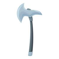 Large axe with a wooden handle standing upright vector