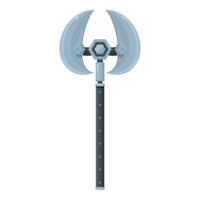 Sharp fantasy double headed axe with crescent blades standing upright on white background vector
