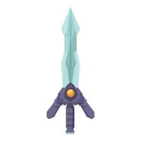 Short sword with a blue blade and a gem in the hilt standing upright vector