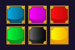 Empty China frames in golden-color. Square Frames or Border, vector