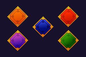 Empty China frames with ornament in colors Square Frames or Borders vector
