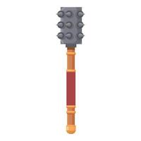 Medieval spiked metal mace weapon standing on white background vector