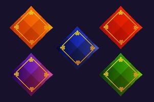 Colored Chinese papers with ornament. Banner, frame or template for icons vector