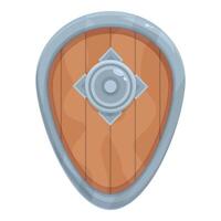 Wooden shield with metal frame and rivets protecting from arrows and swords vector