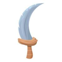 Curved sharp fantasy scimitar sword with wooden handle for game vector