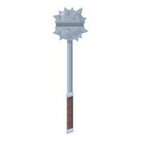 Medieval spiked mace weapon standing on white background vector