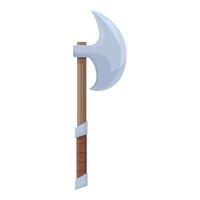 Large sharp axe with wooden handle standing up isolated on white background vector
