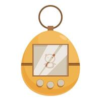 Yellow virtual pet keychain hanging with cute bear character displaying on screen vector