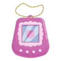 Pink virtual pet toy with cat on screen displaying happiness vector