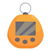 Orange electronic keychain game with three buttons and blank screen for entertainment vector