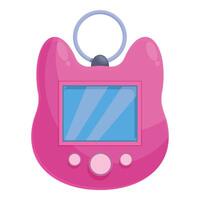 Pink cat shaped keychain with buttons and screen displaying solid color and metal ring vector