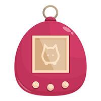 Pink virtual pet keychain toy displaying a cat drawing vector