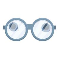 Funny blue geek eyeglasses looking at you with big black pupils vector