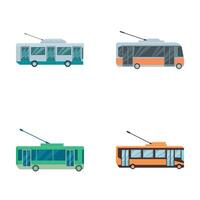 Set of modern city trolleybuses isolated on white vector