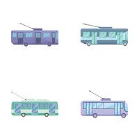 Set of modern trolleybus illustrations vector