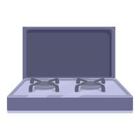Modern gas stove with an open lid is depicted, ready for cooking vector