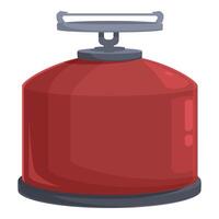 Red camping stove with propane gas cylinder for cooking while camping vector