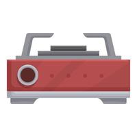 Red portable gas stove with double burner for camping vector