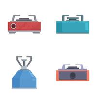 Set of four flat design camping stoves vector