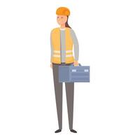 Smiling construction worker is holding a tool box vector
