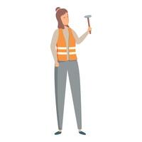 Construction worker is holding a hammer, ready to build vector