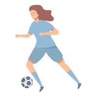 Female soccer player running with ball on white background vector