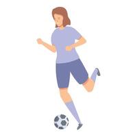 Female soccer player running with the ball during match vector