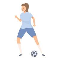 Female athlete is running with a soccer ball, demonstrating agility and skill on the field vector