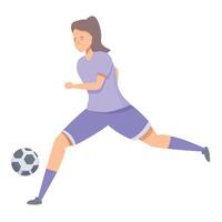 Female soccer player is running with the ball, controlling it with her foot vector