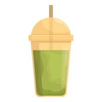 Refreshing and healthy green smoothie in a disposable cup with straw vector