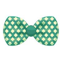 Cartoon image of a green checkered bow tie with a green gem in the center vector