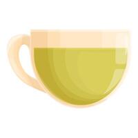 Glass cup of green tea with handle filling a frame on white background vector