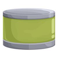 Green round tin can with closed lid is standing vector